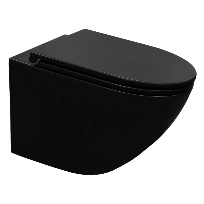 Унитаз подвесной Azario Grado 370х490х360 безободковый, слив скрытое торнадо, черный матовый AZ-0046-UQ3-MB