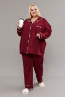 Пижама на пуговицах со штанами больших размеров Однотоннная [бордовый]