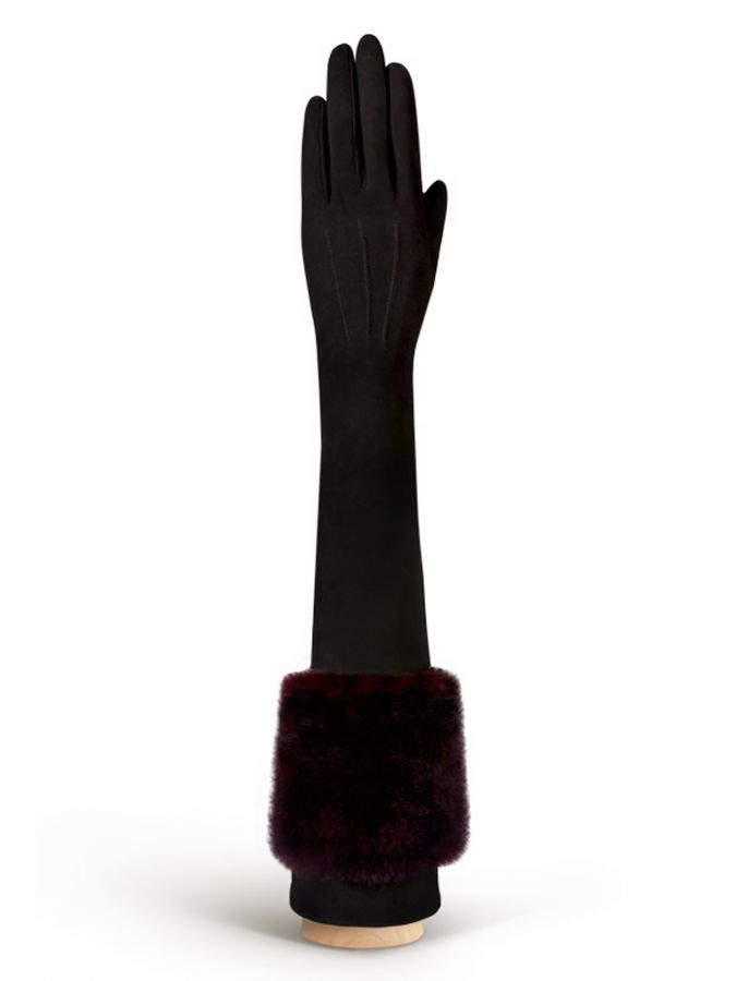 Перчатки женские ш/п IS02029 black/bordo ELEGANZZA
