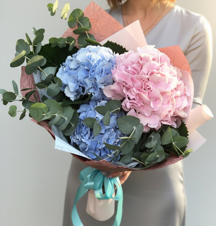 Гортензия микс в красивой упаковке