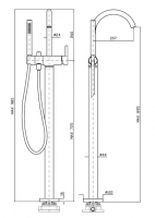 Смеситель для ванны напольный Zucchetti Isy22 ZIS748 с душем схема 2