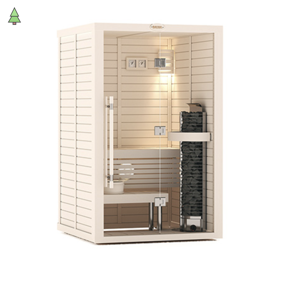 Сауна в сборе SAWO 1414RS-PD-G (1,4м х 1,4м, кедр, полностью стеклянная стена, дизайн Piano, правая)