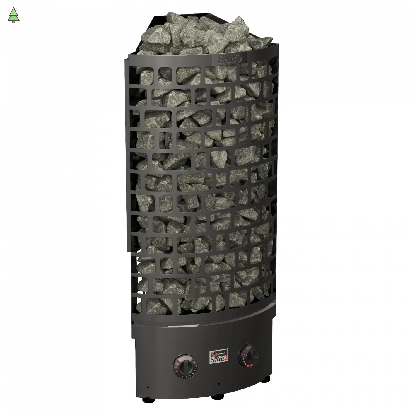 SAWO Электрическая печь Aries напольная угловая, с пультом, 7,5 кВт, черная, артикул ARI3-75NB-CNR-BL-P-C