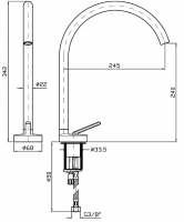 Cмеситель для раковины Zucchetti Isy22 ZIS1404 излив 24,5 см схема 2