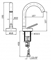 Cмеситель для раковины Zucchetti Isy22 ZIS1401 излив 12,7 см схема 2