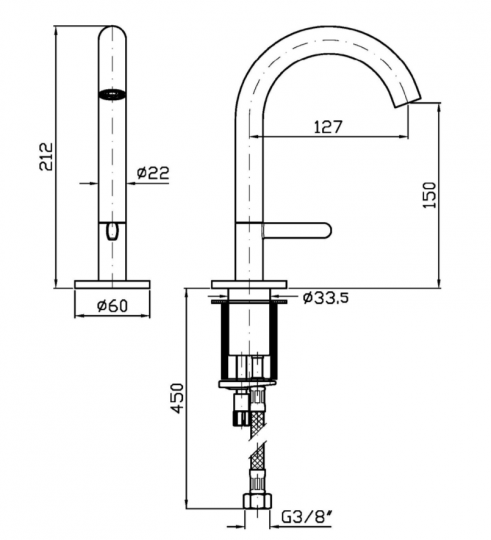 Прогрессивный смеситель для раковины Zucchetti Isy22 ZIS2811 схема 2