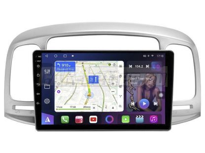 Магнитола 2 ДИН для Hyundai Accent 3, Verna 2005-2010, рамка серебро, Farcar, S500 (FC-BM3009M)