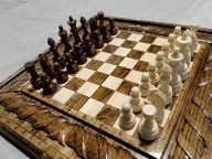 Шахматы + нарды резные «Удача» 40