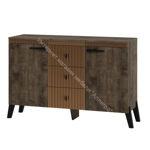 Комод с ножками Ольга 3 Дуб коми, лофт голден пэлас