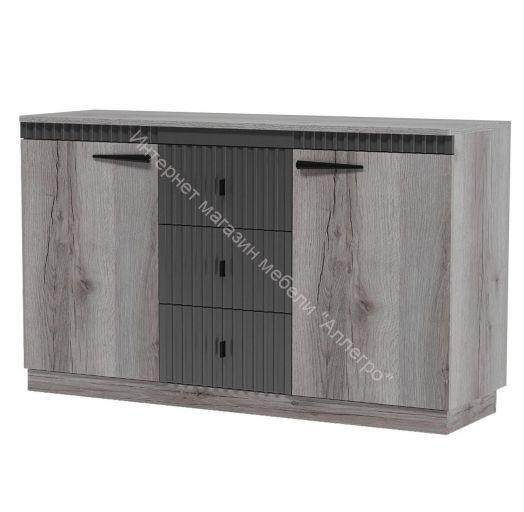 Комод на цоколе Ольга 3 Дуб делано серый