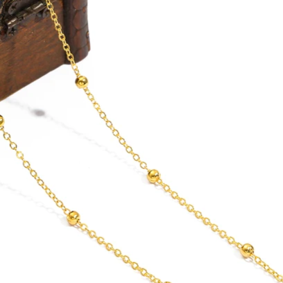 Цепь из металла С шариками и плоским звеном диаметр 4 мм 1 метр в упаковке Разный цвет металла (СBS- FLB.4)