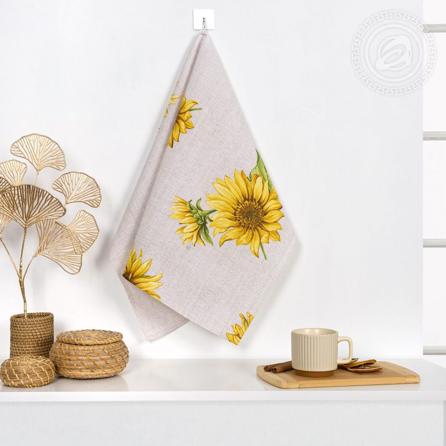 Полотенце кухонное из рогожки "Подсолнухи"