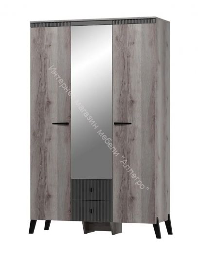 Шкаф трехдверный с ножками Ольга 3  Дуб делано серый