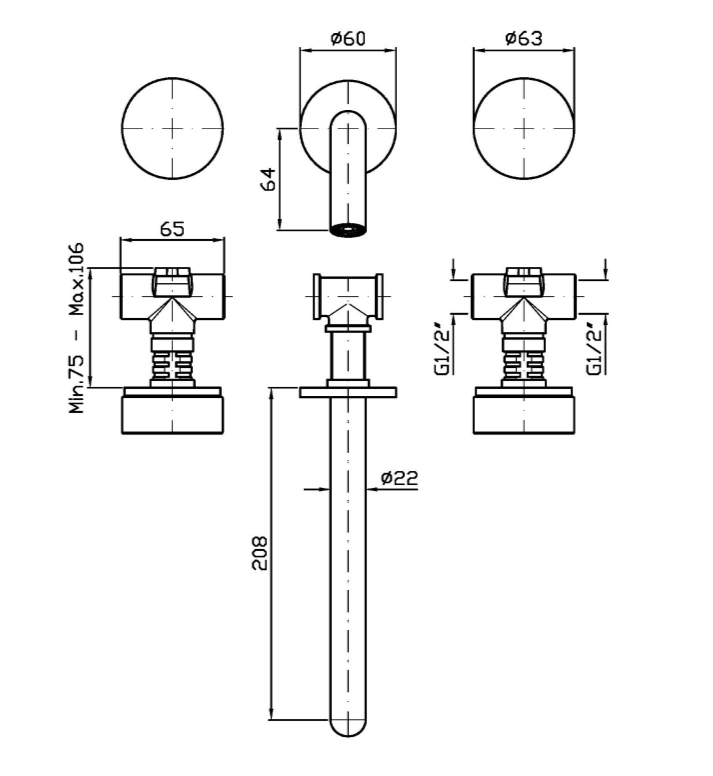 Встраиваемый смеситель для раковины Zucchetti Isy22 ZIS5641.C51 ФОТО