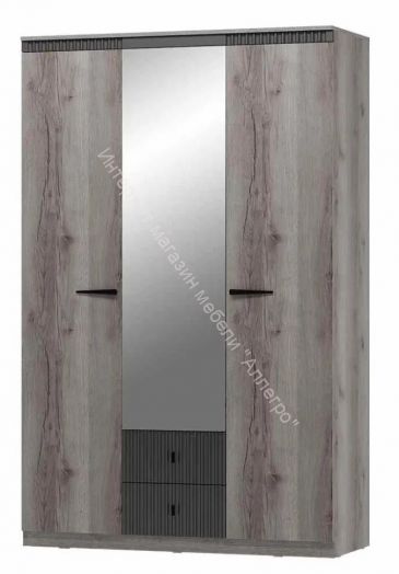 Шкаф трехдверный на цоколе Ольга 3  Дуб делано серый