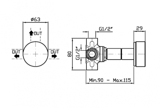 Переключатель на 2/3 источника Zucchetti Isy22 ZIS6756 схема 2
