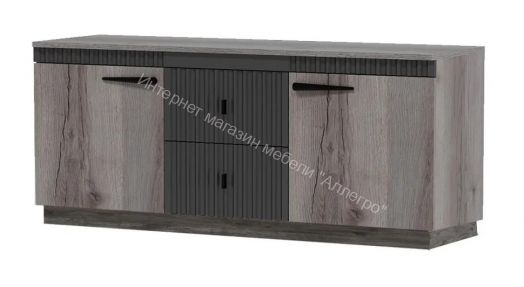 Тумба ТВ на цоколе Ольга 3 Дуб делано серый