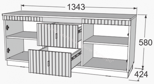 Тумба ТВ на цоколе Ольга 3 Дуб коми