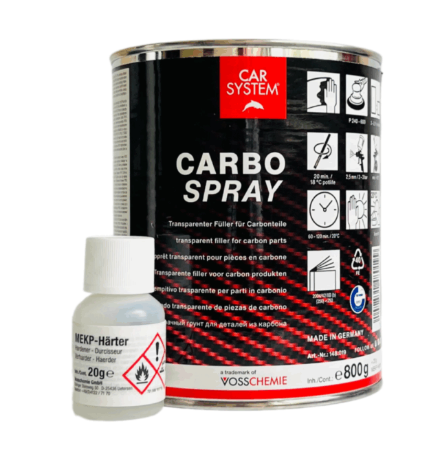 Шпатлевка 2К полиэфирная напыляемая "CARBO" прозрачная (0.82 кг) + отвердитель