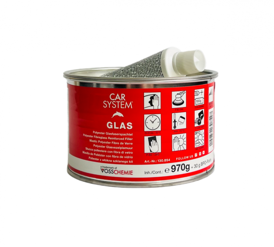 Шпатлевка 2К полиэфирная стекловолокнистая "Glas" зелен. (1кг)