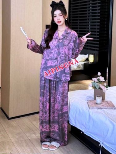 Пижама шелк с брюками  AIPINGNA 5320 (мрамор серо-малиновый)