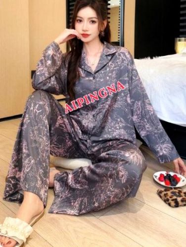 Пижама шелк с брюками  AIPINGNA 5320 (мрамор серо-пудровый)