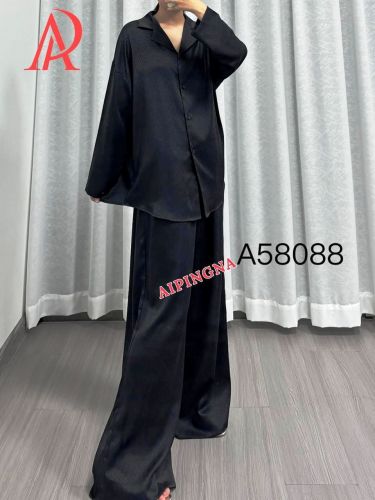 Пижама шелк с брюками  AIPINGNA 58088 (черный)