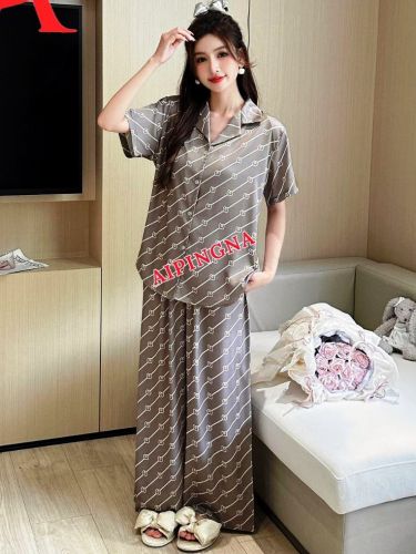 Пижама шелк с брюками  AIPINGNA 6202 (коричневый)