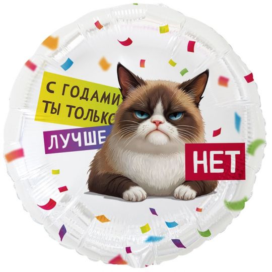 С возрастом лучше. Нет. Сердитый кот круглый шар фольгированный с гелием
