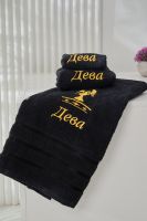 14418/10 Знаки зодиака полотенце махровое плотность 350гр [черный+дева]