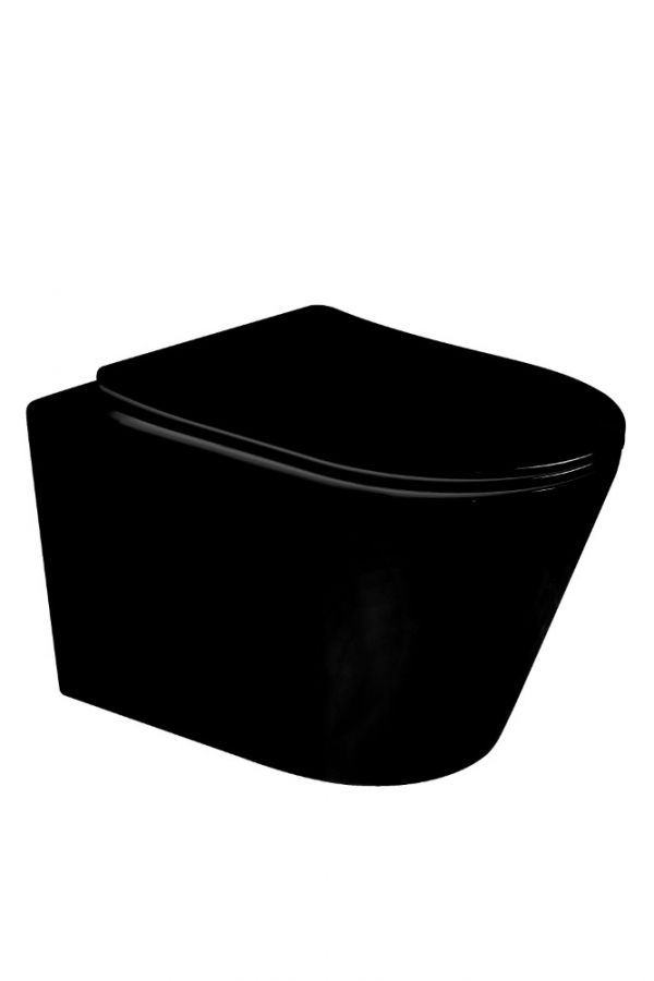 Унитаз подвесной, AVVA Черный матовый c крышкой (функц. торнадо)