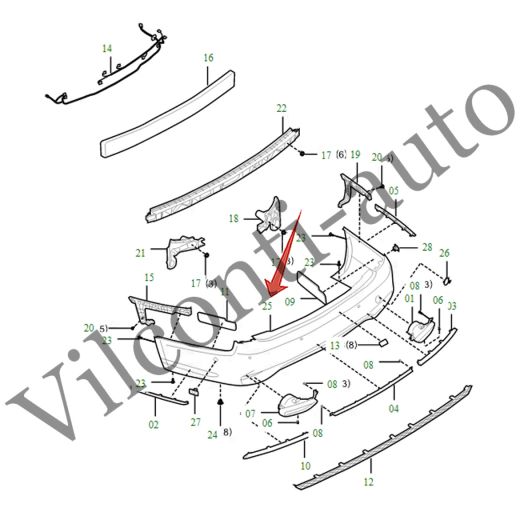 БАМПЕР ЗАДНИЙ HONGQI H9 I 2020-2025 2804X40DB05S1 100% ОРИГИНАЛ