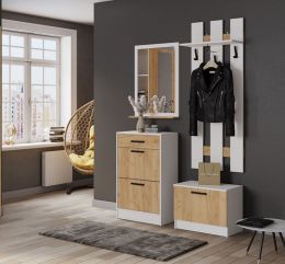 Прихожая КЕВИН №ДК-3 (ш1200*г380) Белый /  Дуб крафт золотой