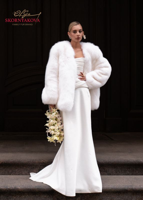 Свадебная шуба из белого песца