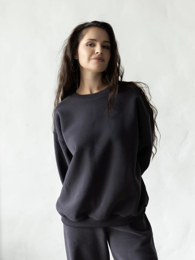 Свитшот с начесом графит