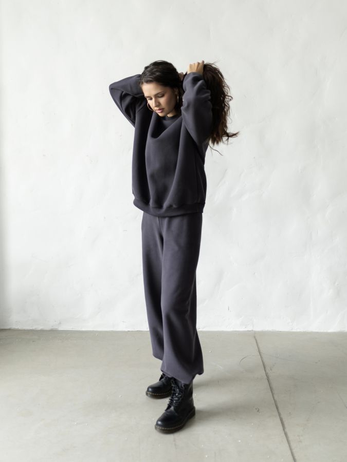 Свитшот с начесом графит