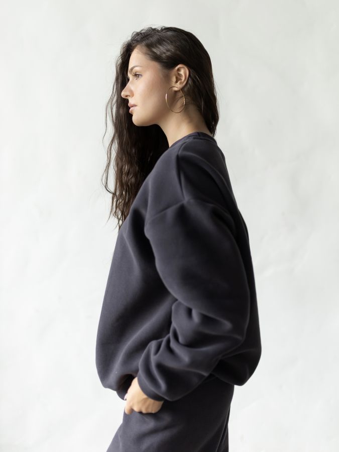 Свитшот с начесом графит