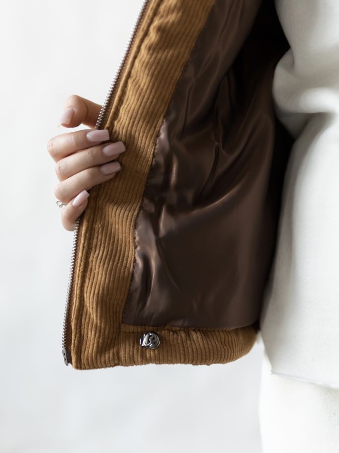 Бомбер вельветовый кэмел