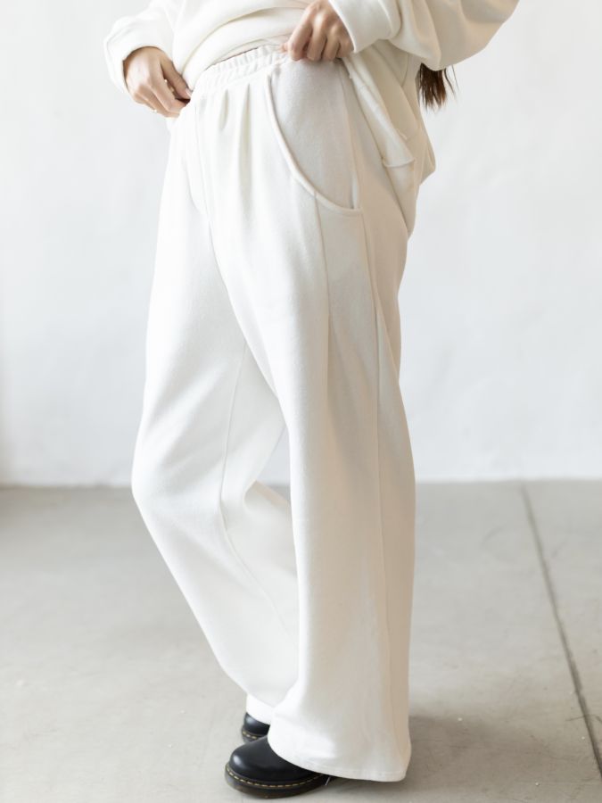 Брюки из конопли молочные с начесом