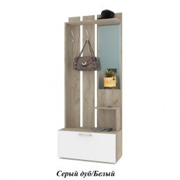 Аврора Прихожая (ш800*г380*в1980мм) Серый дуб/Белый