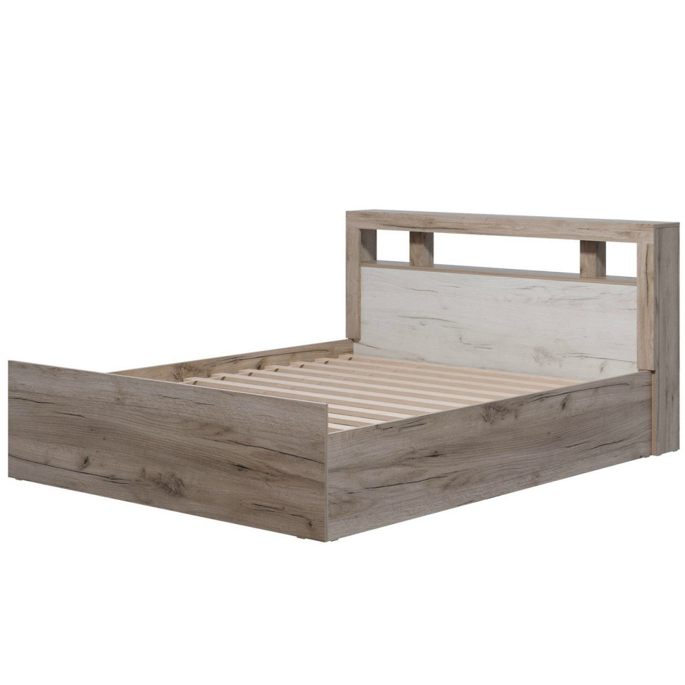 Кровать двуспальная 140х200 Ольга 19 (Дуб крафт серый – Дуб крафт белый)