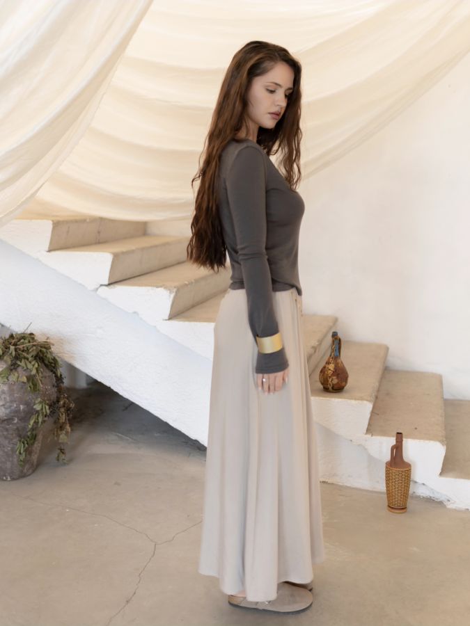 Лонгслив из мериноса серый