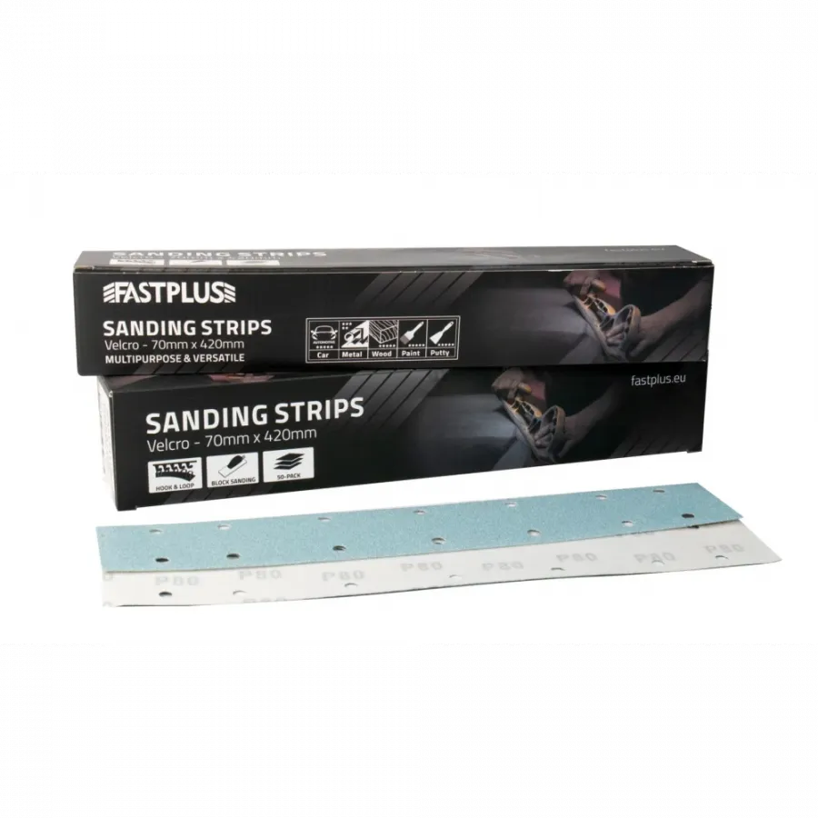 FASTPLUS шлифовальные полоски на липучке, серия B65 BLUE (оксид алюминия+керамика до 15%)