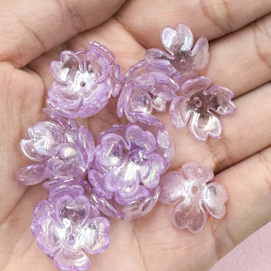 Бусина - подвеска (шапочка для бусин) Колокольчик Цветок 15,5 мм Акрил 5 шт в уп. Разные цвета (X-TURQ-1515)