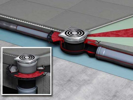 Дренажный душевой трап TeceDrainpoint S130 3601300 вертикальныйдекоративной решеткойфланцем схема 3