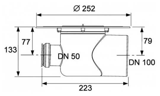 Сифон для душевого трапа TeceDrainpointDN100 3607500 без декоративной решетки схема 6