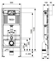 Инсталляция Tece Profil 9300379 для унитаза-биде без кнопки смыва схема 3