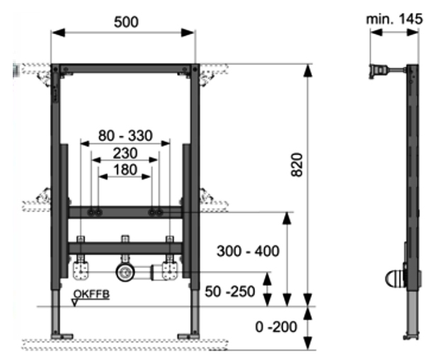 Инсталляция Tece Profil 9330005 для подвесного биде без шумоизоляционной пластины ФОТО