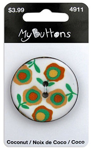 Пуговица My Buttons Coconut "White Flowers" 54L-34мм BLUMENTHAL LANSING 1 штука (630004911)