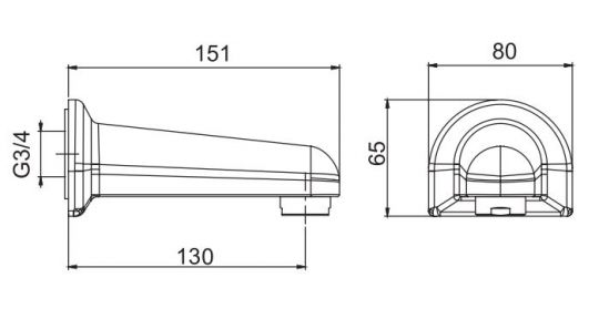 Излив для ванны Fima - carlo frattini артикул: F2040 хром схема 2 Излив для ванны Fima - carlo frattini артикул: F2040 хром схема 2